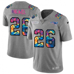 New England Patriots 26 Sony Michel Multi Color 2020 NFL Crucial Catch NFL Jersey Greyheather