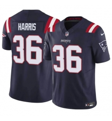 New England Patriots 36 Kevin Harris Navy 2023 F U S E Vapor Limited Stitched Football Jersey