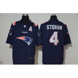 New England Patriots 4 Jarrett Stidham Navy Team Big Logo Number Vapor Untouchable Limited Jersey