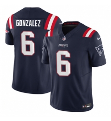 New England Patriots 6 Christian Gonzalez Navy 2023 F U S E Vapor Limited Stitched Football Jersey