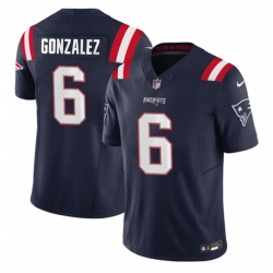 New England Patriots 6 Christian Gonzalez Navy 2023 F U S E Vapor Limited Stitched Football Jersey