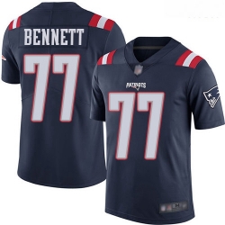 New England Patriots 77 Michael Bennett Navy Blue Stitched Football Limited Rush Jersey