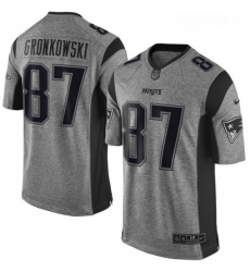 New England Patriots 87 Rob Gronkowski Limited Gray Gridiron NFL Jersey