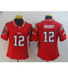 Women's New England Patriots 12 Tom Brady Red Inverted Legend Limited Jersey