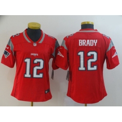 Women's New England Patriots 12 Tom Brady Red Inverted Legend Limited Jersey