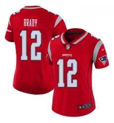 Women's New England Patriots #12 Tom Brady Red Stitched Football Limited Inverted Legend Jersey