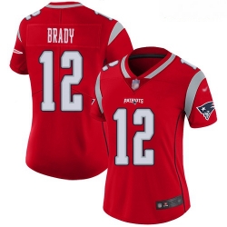 Women's New England Patriots #12 Tom Brady Red Stitched Football Limited Inverted Legend Jersey