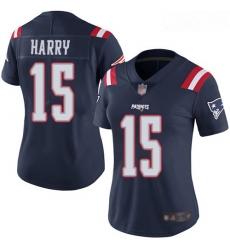 Women's New England Patriots #15 N'Keal Harry Navy Blue Stitched Football Limited Rush Jersey