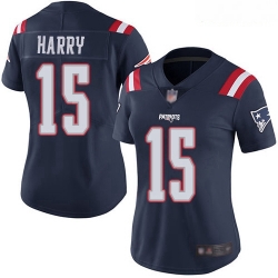 Women's New England Patriots #15 N'Keal Harry Navy Blue Stitched Football Limited Rush Jersey