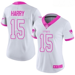 Women's New England Patriots #15 N'Keal Harry White Pink Stitched Football Limited Rush Fashion Jersey