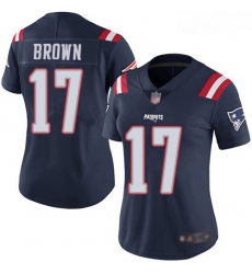 Women's New England Patriots #17 Antonio Brown Navy Blue Stitched Football Limited Rush Jersey