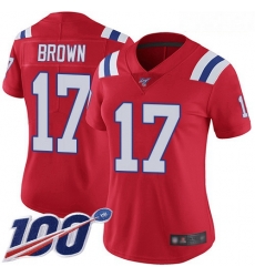 Women's New England Patriots #17 Antonio Brown Red Alternate Stitched Football 100th Season Vapor Limited Jersey