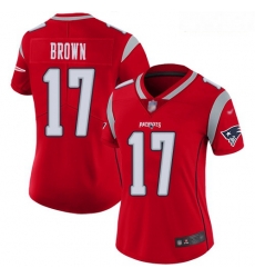 Women's New England Patriots #17 Antonio Brown Red Stitched Football Limited Inverted Legend Jersey