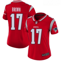 Women's New England Patriots #17 Antonio Brown Red Stitched Football Limited Inverted Legend Jersey