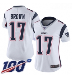 Women's New England Patriots #17 Antonio Brown White Stitched Football 100th Season Vapor Limited Jersey