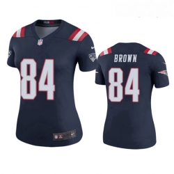 Women's New England Patriots 84 Antonio Brown Navy Blue Rush Jersey