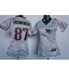 Women's New England Patriots 87 Rob Gronkowski Zebra Limited Jersey