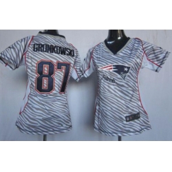 Women's New England Patriots 87 Rob Gronkowski Zebra Limited Jersey