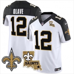 New Orleans Saints 12 Chris Olave White F U S E With Patch Vapor Stitched Jersey