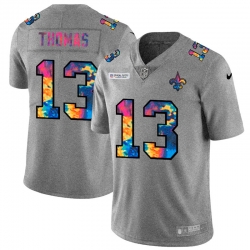 New Orleans Saints 13 Michael Thomas Multi Color Greyheather 2020 NFL Crucial Catch NFL jersey