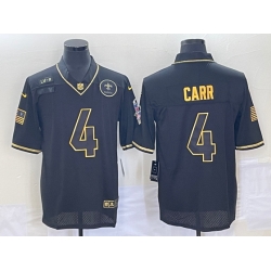 New Orleans Saints #4 Derek Carr Black Gold 2020 Salute To Service Stitched NFL Limited Jersey