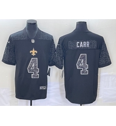 New Orleans Saints #4 Derek Carr Black Reflective Limited Stitched Football Jersey
