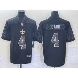New Orleans Saints #4 Derek Carr Black Reflective Limited Stitched Football Jersey