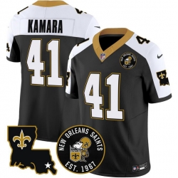 New Orleans Saints 41 Alvin Kamara Black F U S E EST 1967 Patch Vapor Stitched Jersey