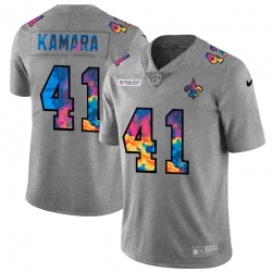 New Orleans Saints 41 Alvin Kamara Multi Color 2020 NFL Crucial Catch NFL jersey Greyheather