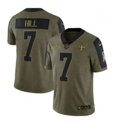 New Orleans Saints #7 Taysom Hill Olive 2021 Salute To Service Limited Player Jersey