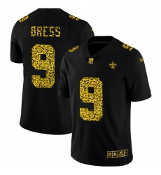 New Orleans Saints 9 Drew Brees Leopard Print Fashion Vapor Limited NFL jerseyBlack