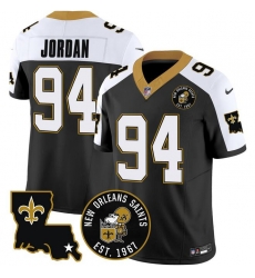 New Orleans Saints 94 Cameron Jordan Black F U S E EST 1967 Patch Vapor Stitched Jersey