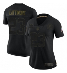 Women's New Orleans Saints 23 Marshon Lattimore Black Salute To Service Limited Jersey