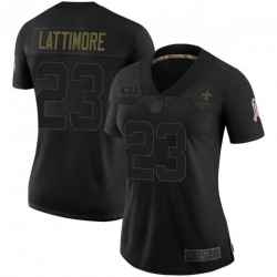 Women's New Orleans Saints 23 Marshon Lattimore Black Salute To Service Limited Jersey