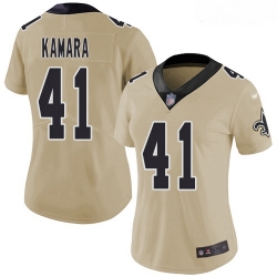 Women's New Orleans Saints #41 Alvin Kamara Gold Stitched Football Limited Inverted Legend Jersey
