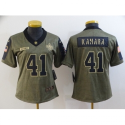 Women's New Orleans Saints #41 Alvin Kamara Olive 2021 Salute To Service Limited Player Jersey