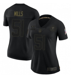 Women's New Orleans Saints 51 Sam Mills Black Salute To Service Limited Jersey
