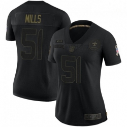 Women's New Orleans Saints 51 Sam Mills Black Salute To Service Limited Jersey