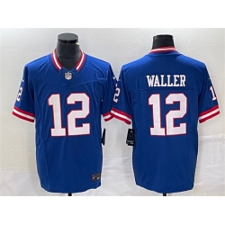New York Giants 12 Darren Waller Blue Classic 2023 F U S E Vapor Untouchable Limited Stitched Jersey