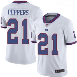 New York Giants 21 Jabrill Peppers White Stitched Football Limited Rush Jersey