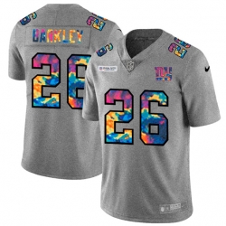 New York Giants 26 Saquon Barkley Multi Color Greyheather 2020 NFL Crucial Catch NFL jersey