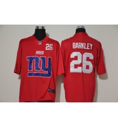New York Giants 26 Saquon Barkley Red Team Big Logo Number Vapor Untouchable Limited Jersey