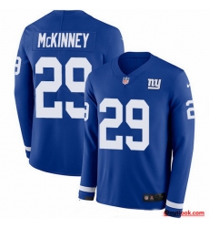 New York Giants 29 Xavier McKinney Royal Blue Team Color Stitched NFL Limited Therma Long Sleeve Jersey