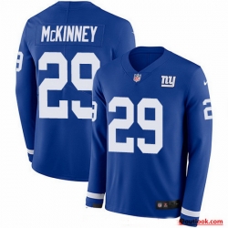 New York Giants 29 Xavier McKinney Royal Blue Team Color Stitched NFL Limited Therma Long Sleeve Jersey