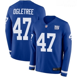 New York Giants 47 Alec Ogletree Royal Blue Team Color Stitched Football Limited Therma Long Sleeve Jersey