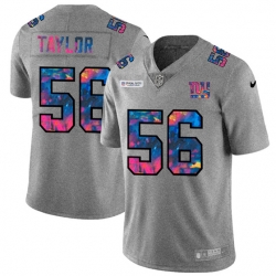New York Giants 56 Lawrence Taylor Multi Color Greyheather 2020 NFL Crucial Catch NFL Jersey