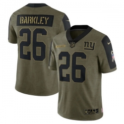 New York Giants Saquon Barkley Olive 2021 Salute To Service Limited Player Jersey