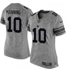 Women's New York Giants 10 Eli Manning Limited Gray Gridiron NFL Jersey
