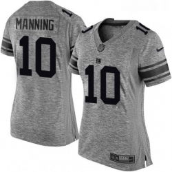 Women's New York Giants 10 Eli Manning Limited Gray Gridiron NFL Jersey