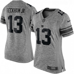 Women's New York Giants 13 Odell Beckham Jr Limited Gray Gridiron NFL Jersey